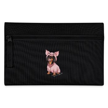 Dachshund in costumes as a pig - Pencil Case - black - Front