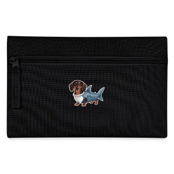 Dachshund In Costumes Funny Shark - Pencil Case - black - Front