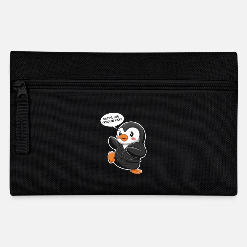 Ready, Set, Penguin Kick! Cute Penguin - Pencil Case - black