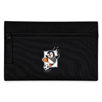 Soccer Playing Penguin Cute and Sporty - Pencil Case - black - Front