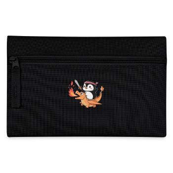 Pinguin Reitet Feuerdrachen Mit Schwert - Federtasche - Schwarz - Vorne