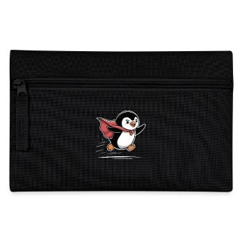 Pingouin mignon en costume de super-héros - Trousse - noir - Devant