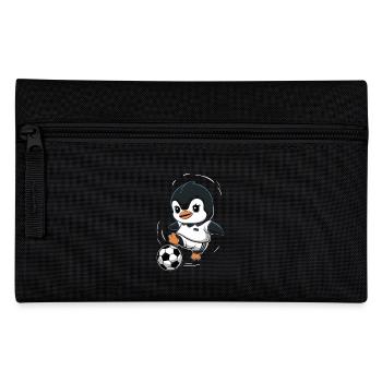 Penguin Soccer Player Cartoon - Pencil Case - black - Front
