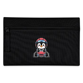 Cute racing driver penguin in go-kart - Pencil Case - black - Front
