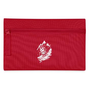 Penguin skiing in front of mountain scenery - Pencil Case - red - Front