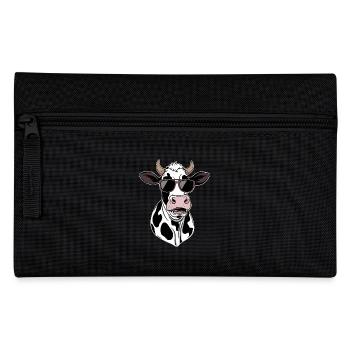 Cooler Kuhkopf Mit Sonnenbrille - Federtasche - Schwarz - Vorne