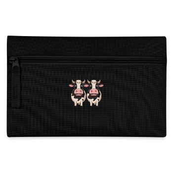 Two Cute Cows Cartoon Illustration - Pencil Case - black - Front
