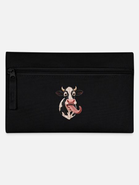 Lustige Kuh Mit Heraushängender Zunge - Federtasche - Schwarz