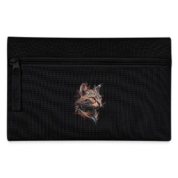 Cat Art Drawing Abstract Animal Illustration - Pencil Case - black - Front