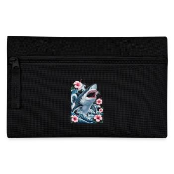 Hai Wellen Und Hibiskusblüten Kunstwerk - Federtasche - Schwarz - Vorne