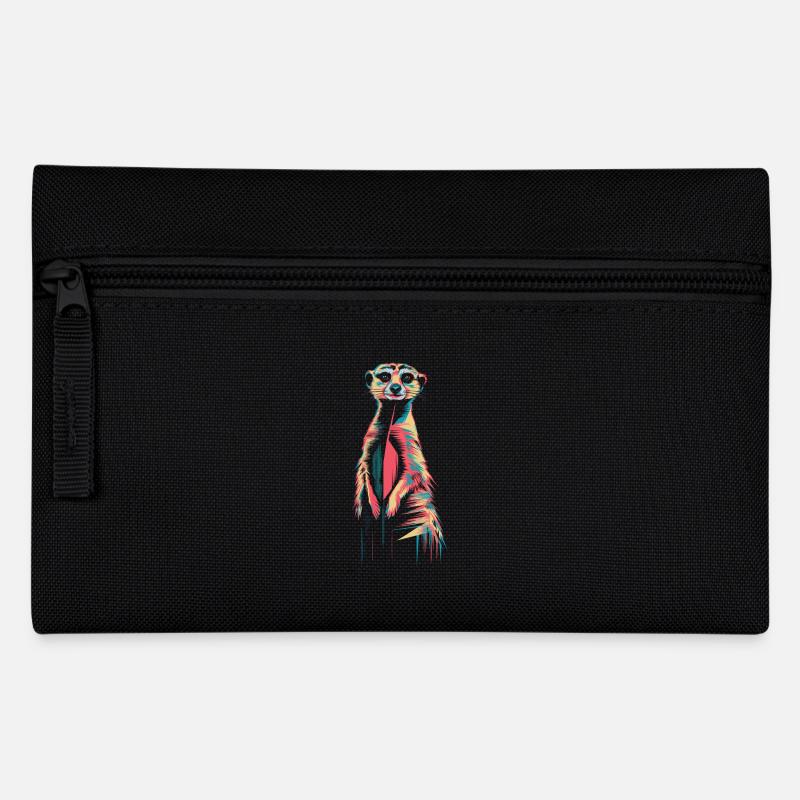 Farbenfrohes Erdmännchen Kunstwerk - Federtasche - Schwarz