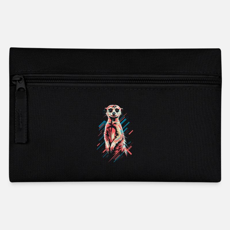 Cooler Erdmännchen Look in Bunt - Federtasche - Schwarz