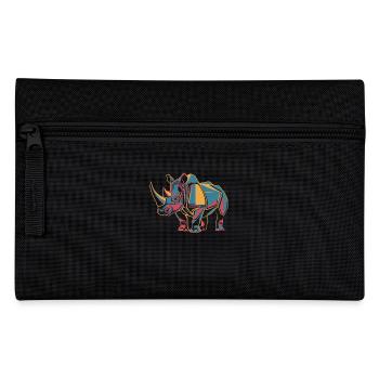 Buntes Geometrisches Nashorn - Federtasche - Schwarz - Vorne