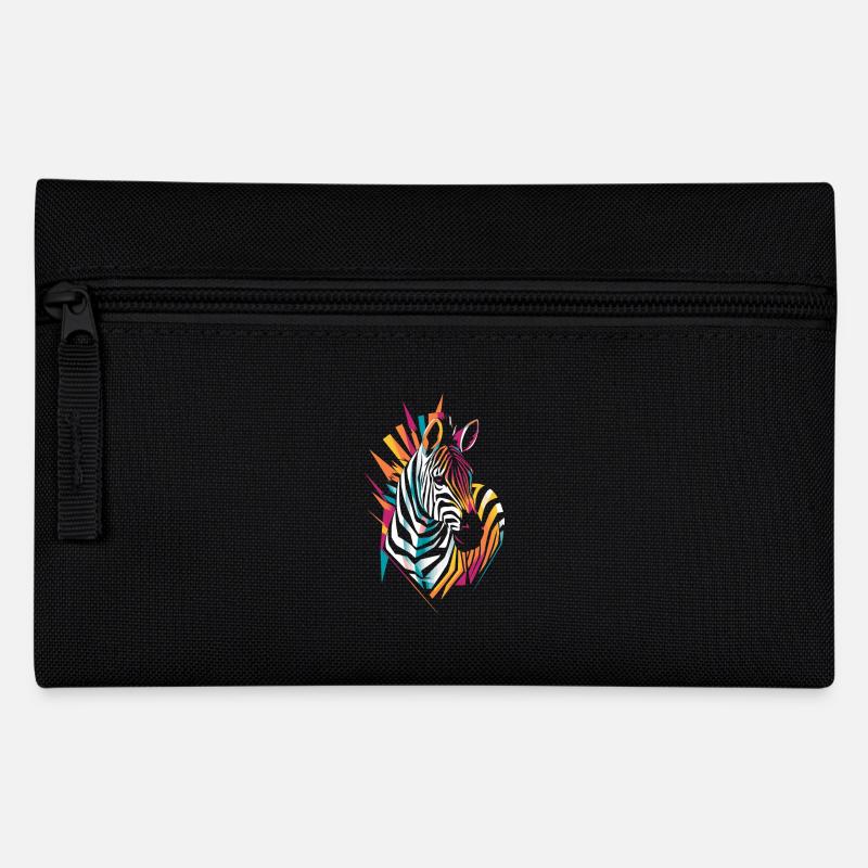 Buntes Zebra Kunstwerk Illustration - Federtasche - Schwarz
