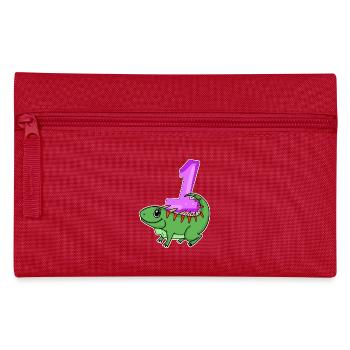 1 Year Old - School Enrollment - Iguana Motif - Number 1 - Pencil Case - red - Front