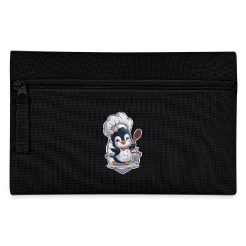 Penguin chef with chef's hat and spoon - Pencil Case - black - Front