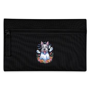 Cute Dog In Halloween Ghost Costume With - Pencil Case - black - Front
