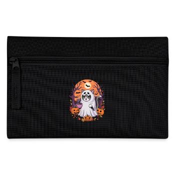 Chat d'Halloween en costume fantôme avec des citrouilles - Trousse - noir - Devant