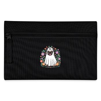 Fantôme De Carlin Drôle D'Halloween Avec Des Fleurs - Trousse - noir - Devant