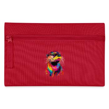 Otter Colorful Rainbow Sea Otter Marten Cute Otter - Pencil Case - red - Front