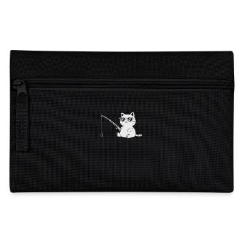 Cat with sunglasses fishing - Pencil Case - black - Front