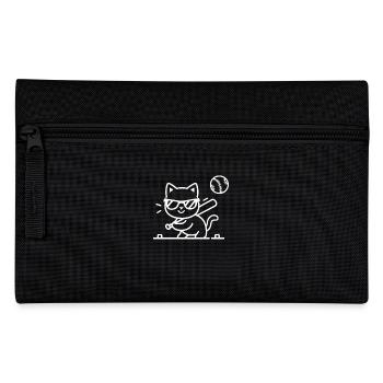 Cat with sunglasses playing baseball - Pencil Case - black - Front