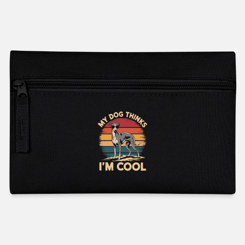 Greyhound my dog thinks I'm cool - Pencil Case - black