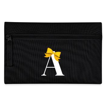 Gelber Schleifenbuchstabe - Federtasche - Schwarz - Vorne