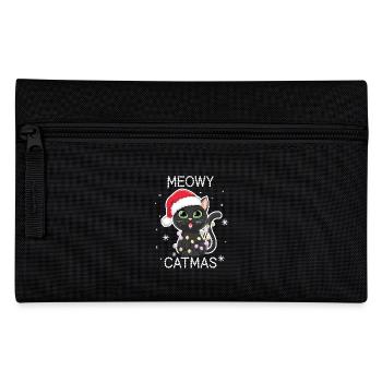 Meowy Catmas Christmas Cat Santa Hat Fun - Pencil Case - black - Front