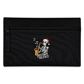 Skelett Saxophon Destroy the Silence Musik - Federtasche - Schwarz - Vorne