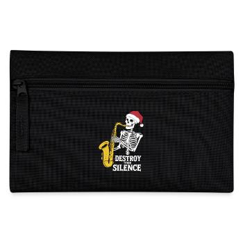 Skelett Saxophon Destroy the Silence Musik - Federtasche - Schwarz - Vorne
