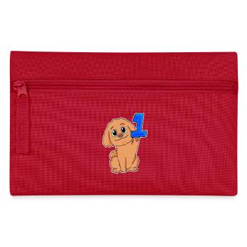 Zahl 1 Nummer Eins - Hund Motiv - Federtasche - Rot - Vorne