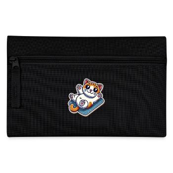 Cute kitty on a blanket wants belly rubs - Pencil Case - black - Front
