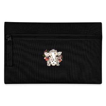 Kuh Mit Blumenkranz Blumenmuster - Federtasche - Schwarz - Vorne