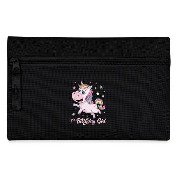 Licorne drôle 7e anniversaire fille - Trousse - noir - Devant