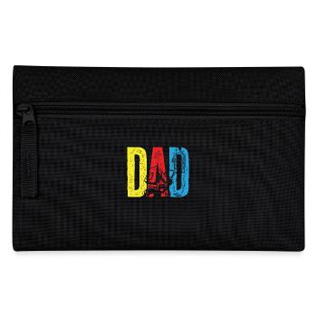 Bunter Papa Schriftzug Mit Kinderwagen Motiv - Federtasche - Schwarz - Vorne