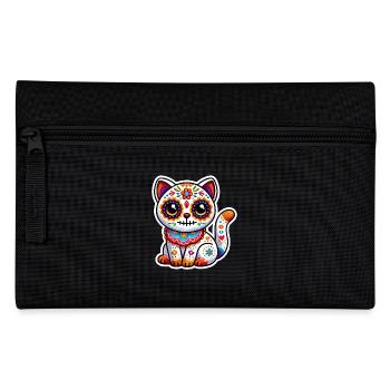 Cute Mexican Sugar Skull Cat in Halloween costume - Pencil Case - black - Front