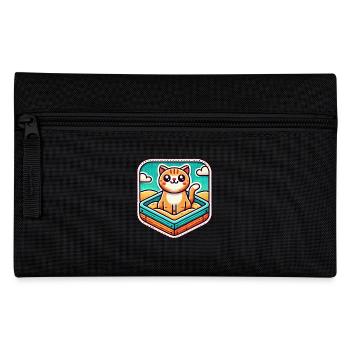Cute Cat sitting in the sandbox - Pencil Case - black - Front