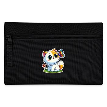 Un chat mignon est surpris de voir un papillon - Trousse - noir - Devant