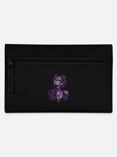 Mystische Catrina mit Kreuz für Dia de los Muertos - Federtasche - Schwarz