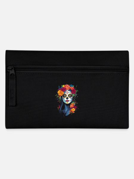 Bunte Catrina-Kunst für Dia de los Muertos - Federtasche - Schwarz