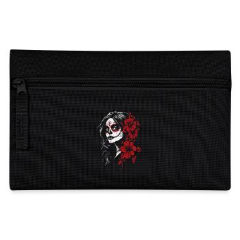 Schwarz-Rote Catrina-Kunst für Dia de los Muertos - Federtasche - Schwarz - Vorne