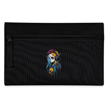 Modern Catrina with Headphones Dia de los Muertos - Pencil Case - black - Front
