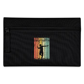 Badminton Retro Shuttlecock Player - Pencil Case - black - Front
