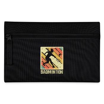 Badminton Retro Sunset Player - Pencil Case - black - Front