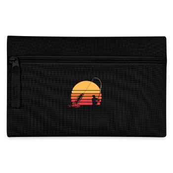 Fisherman Angler Retro Sunset Fishing - Pencil Case - black - Front