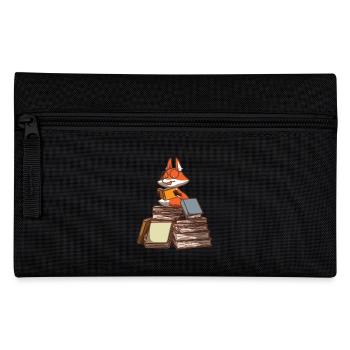 Book Nerd Boooks Librarian Fox Reading - Pencil Case - black - Front