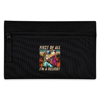 Tropical Iguana - Sunset and Palm Tree Design - Pencil Case - black - Front
