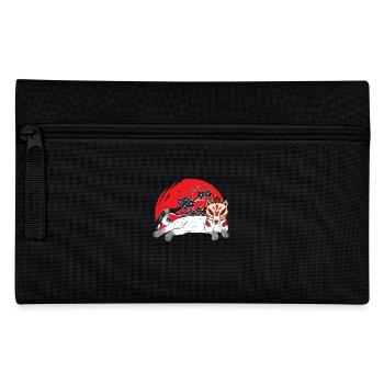 Kanji Japanese Cat Mask Samurai - Pencil Case - black - Front