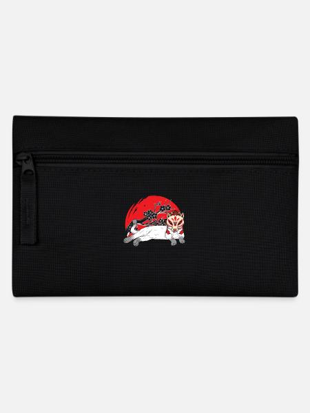 Kanji Japanese Cat Mask Samurai - Pencil Case - black
